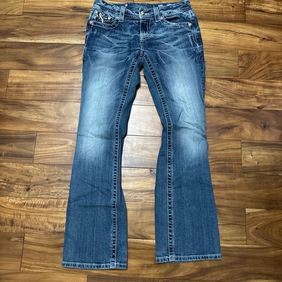 Miss Me Women's Size 28 Mid-Rise Easy Boot Cut Denim Jeans, 33" Blue - Picture 2 of 4